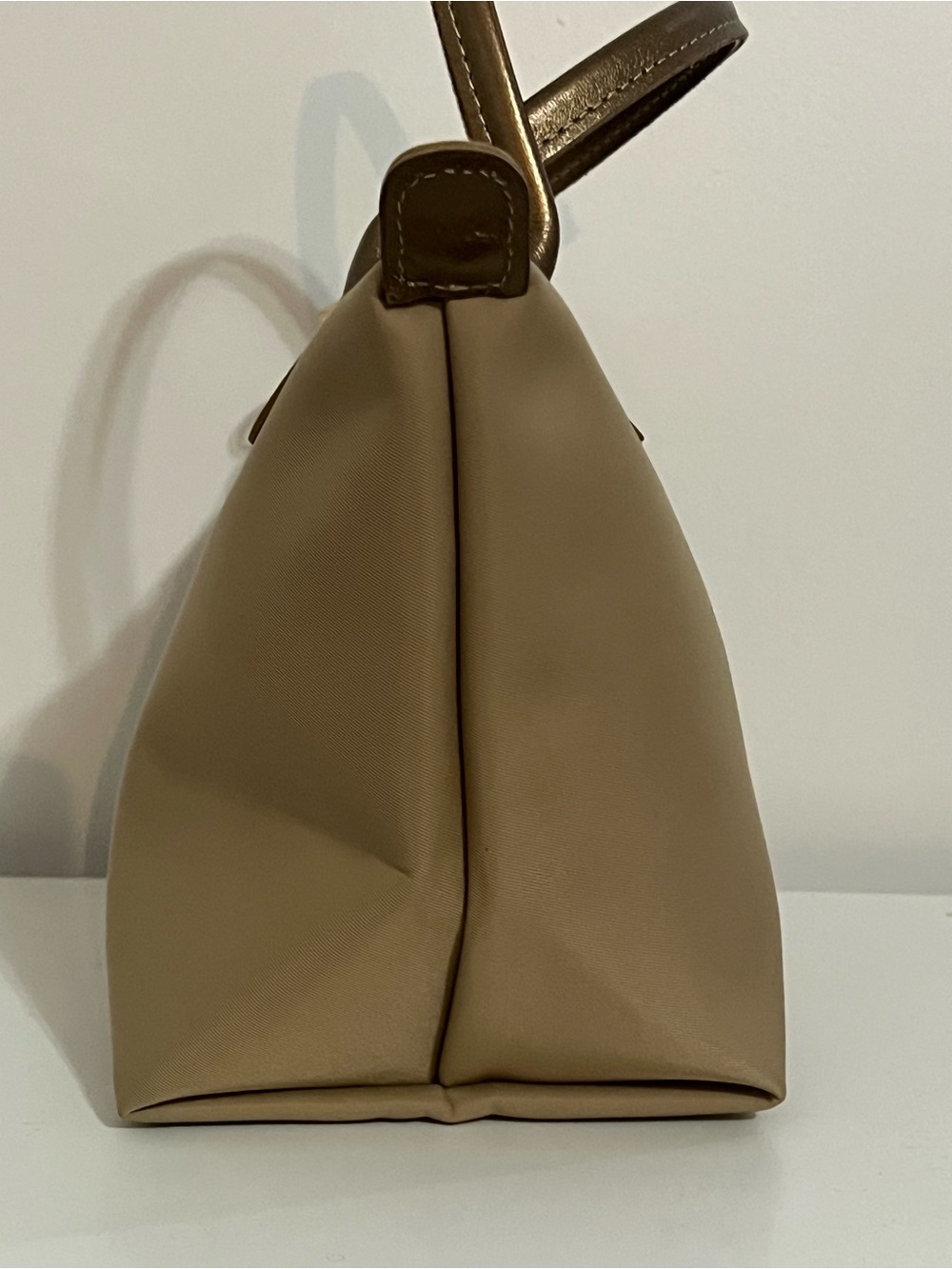 NWOT Authentic Longchamp Taupe Satchel Bag w/ Gold Hardware Metallic Leather - Picture 10 of 14